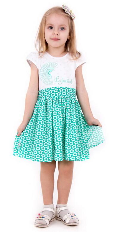 Платье детское хлопковое летнее для девочки Gabbi Веер 98 см Ментоловый (10741)