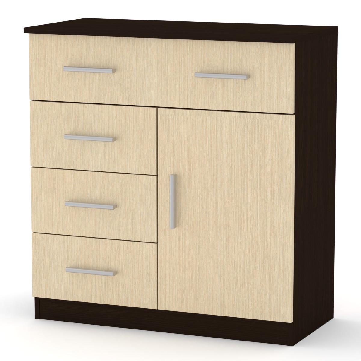 Комод Компанит с ящиками и дверцей 80х39х84,9 см Венге темный/Венге светлый (26913843) - фото 1