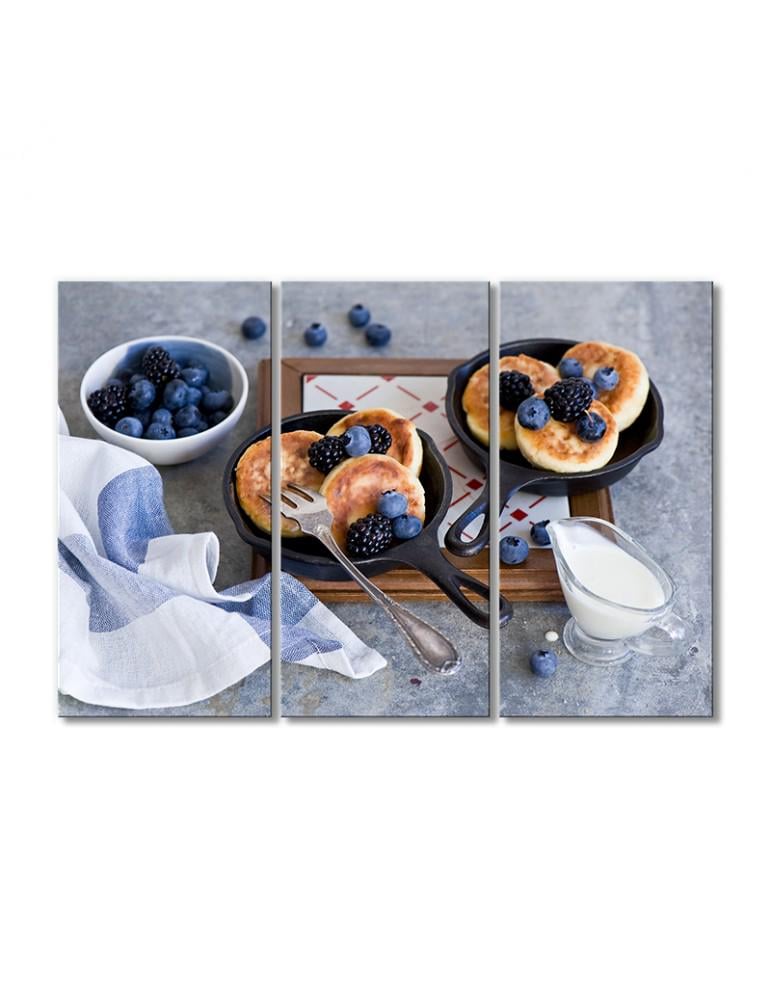 Картина модульная Сырники со сметаной 3 модуля 120x180 см Картина модульная Сырники со сметаной 3 модуля 120x180 см