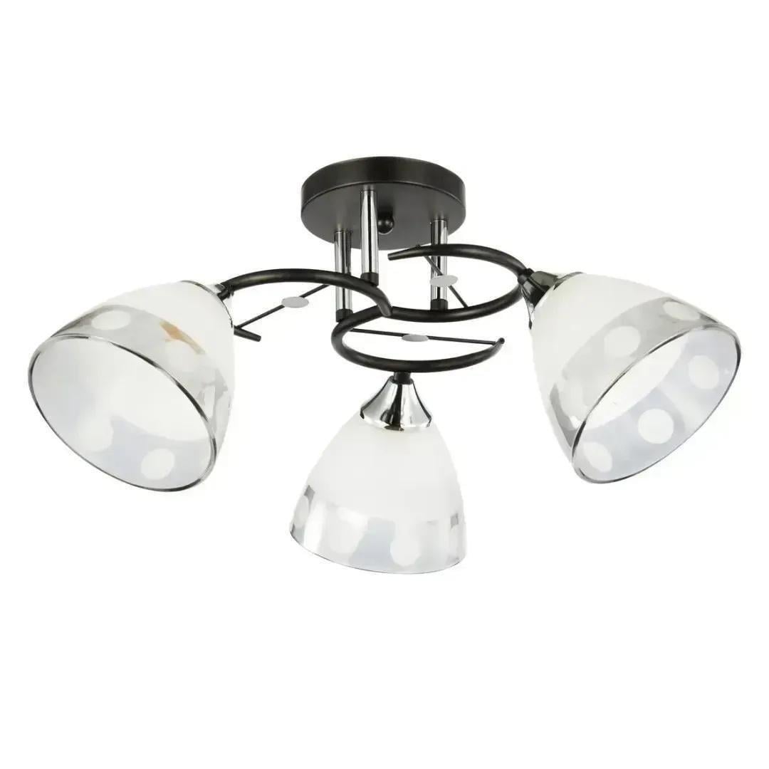 Люстра потолочная Interees V 6116-3 BK+CR на три круглых плафона под лампу Е27 IP20 Черный/Хром (00000140734)