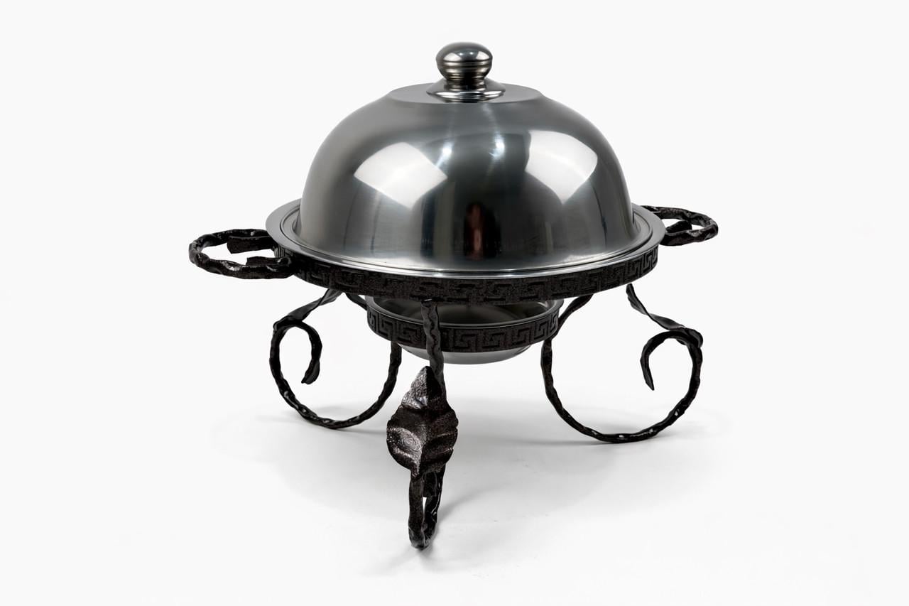 Садж для подогрева шашлыка GrillMaster SJ-6590 Греция с крышкой из нержавеющей стали 28 см металлик (10-164-SJ-6590)