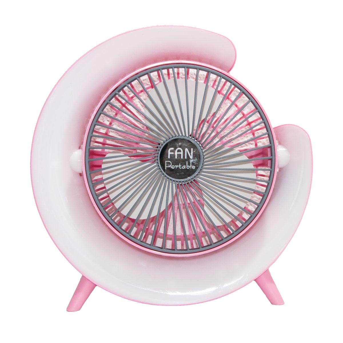 Вентилятор міні настільний Fan F13 USB на акумуляторі з RGB підсвічуванням (1010919-Pink)