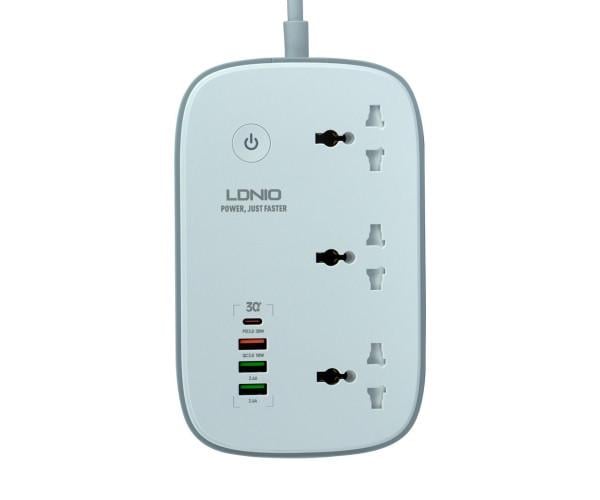 Подовжувач мережевий LDNIO SCW3451 3 ports/PD/3USB/1 QC 3.0/1 Type-C/WiFi White