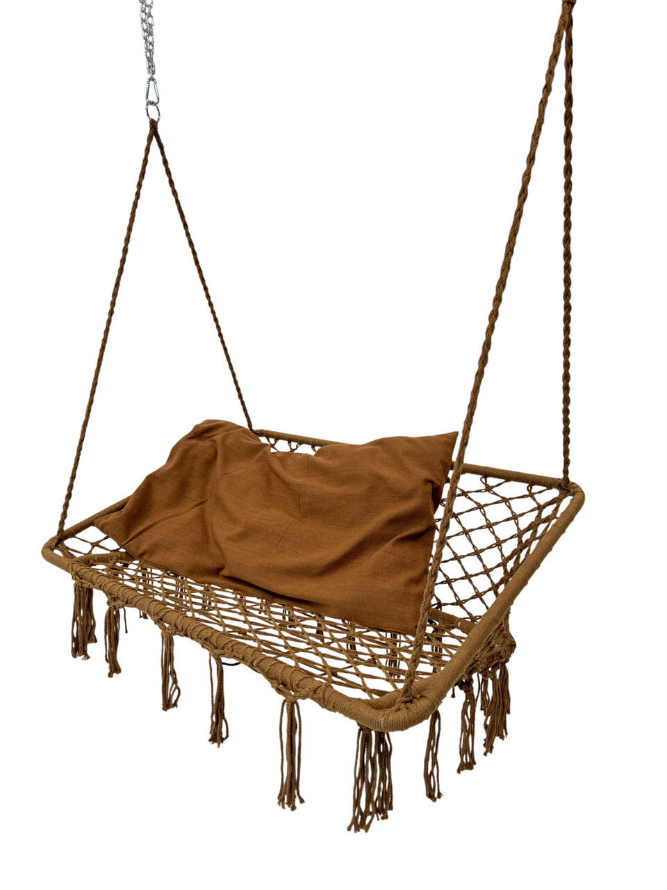 Качели WCG с подушкой двухместные 120 см Коричневый (QNSW09BR) - фото 1 Качели WCG с подушкой двухместные 120 см Коричневый (QNSW09BR) - фото 1