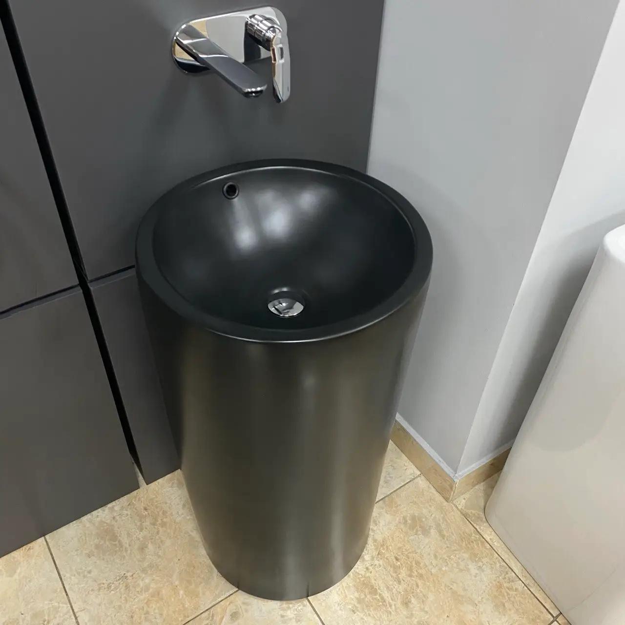 Умывальник напольный VBI Matera круглый 450 мм Черный матовый (VBI-019007) - фото 3 Умывальник напольный VBI Matera круглый 450 мм Черный матовый (VBI-019007) - фото 3