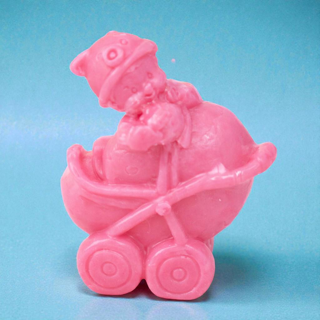 Мыло сувенирное фигурное Младенец в коляске Розовый Мыло сувенирное фигурное Младенец в коляске Розовый