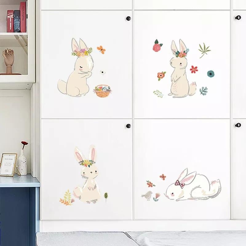 Наклейка на в детскую стены 4 зайца-кролики Rabbit Party лист 60х40 см (34968579)