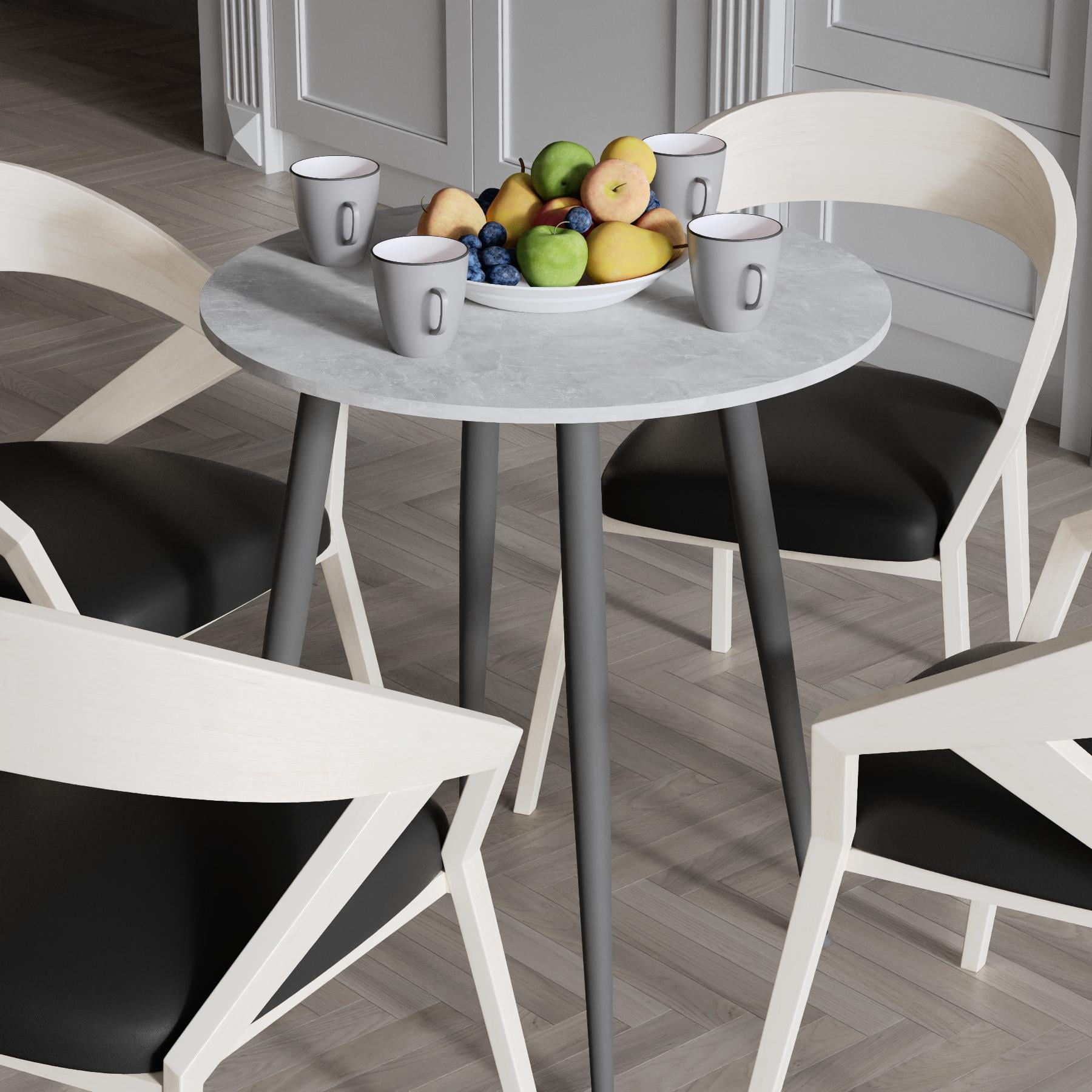 Обідній стіл круглий Ferrum-decor OPTIMA 4 ніжки конусні метал/ДСП 16 мм 750x670x670 мм Чорний/Бетон (FRD-107456)