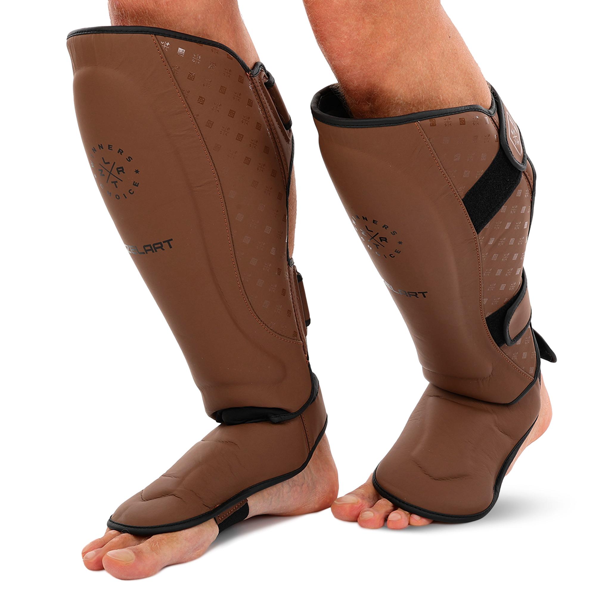 Захист гомілки та стопи Zelart BO-3874 шкіряний M Коричневий/Чорний (BO-3874_Коричневый-черный_M)