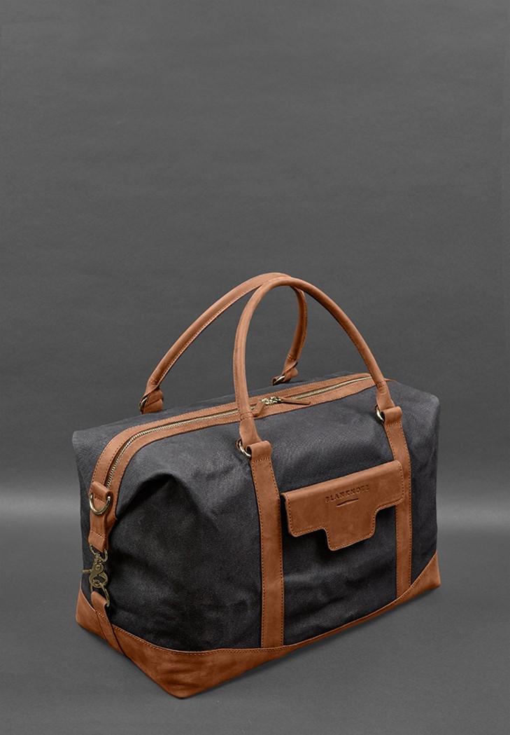 Дорожня сумка з канвасу та натуральної шкіри Crazy Horse Світло-коричневий (A-028160) - фото 5