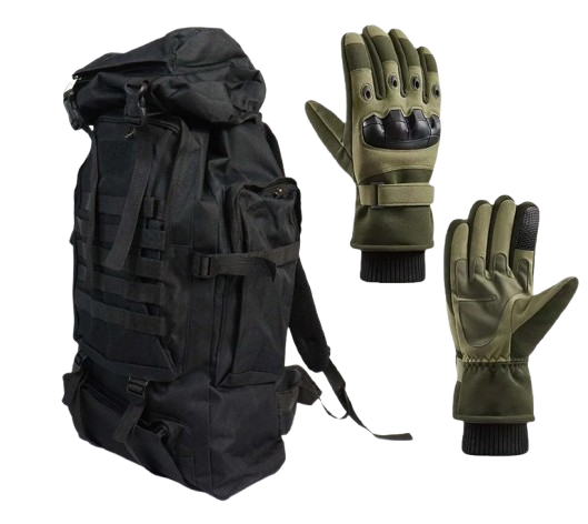 Рюкзак MSAL 70-80 л и перчатки Oakley зимние флис XL Черный (id_134686)