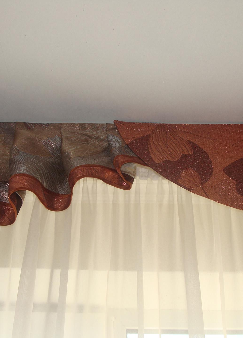 Ламбрекен жесткий Firanka Люкс 2 м Серо-оранжевый (4_3ж) - фото 2