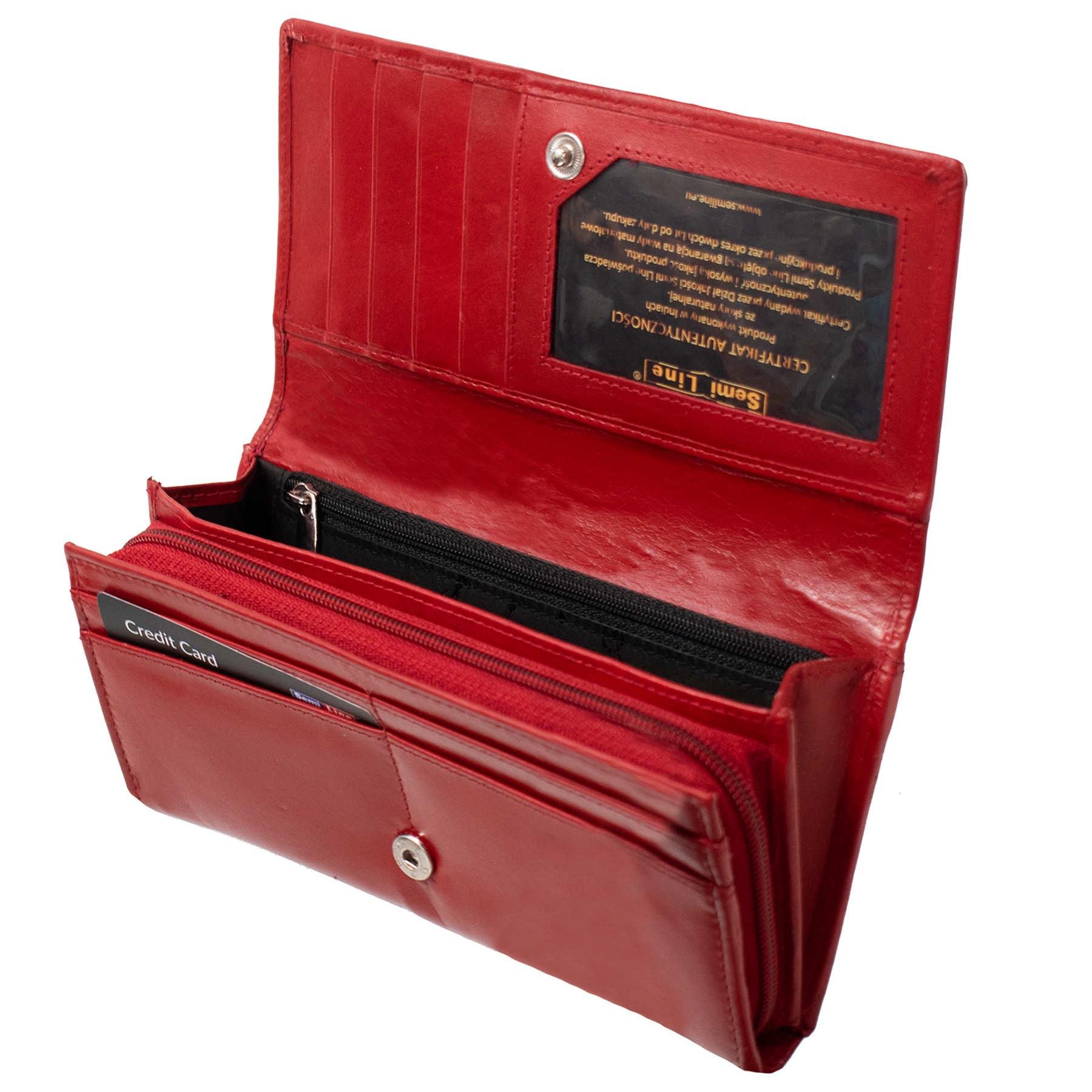 Кошелек женский кожаный SEMI LINE RFID Red (P8273-2) - фото 2 Кошелек женский кожаный SEMI LINE RFID Red (P8273-2) - фото 2
