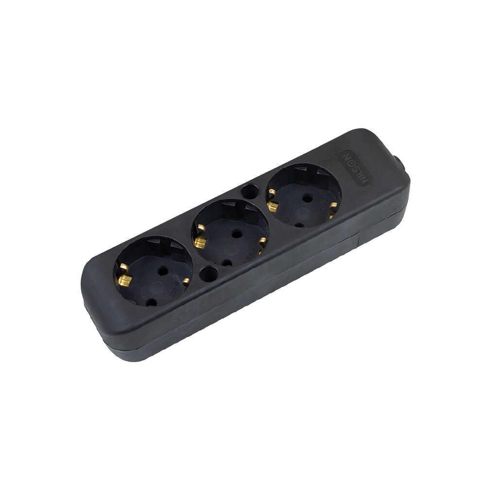 Колодка тримісна Nilson з заземленням Чорний (43220100)