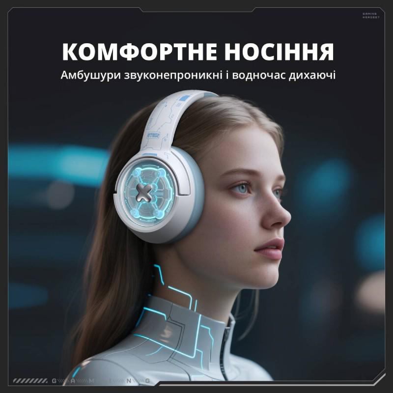 Навушники безпровідні ігрові Onikuma з мікрофоном для геймерів трирежимні Білий (3309937) - фото 5 Навушники безпровідні ігрові Onikuma з мікрофоном для геймерів трирежимні Білий (3309937) - фото 5