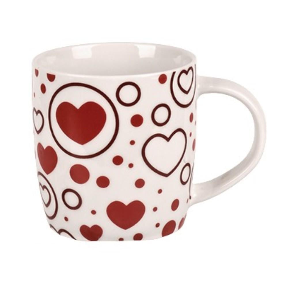 Чашка Stenson Hearts 9х9 см 360 мл Білий з червоним (R34417)