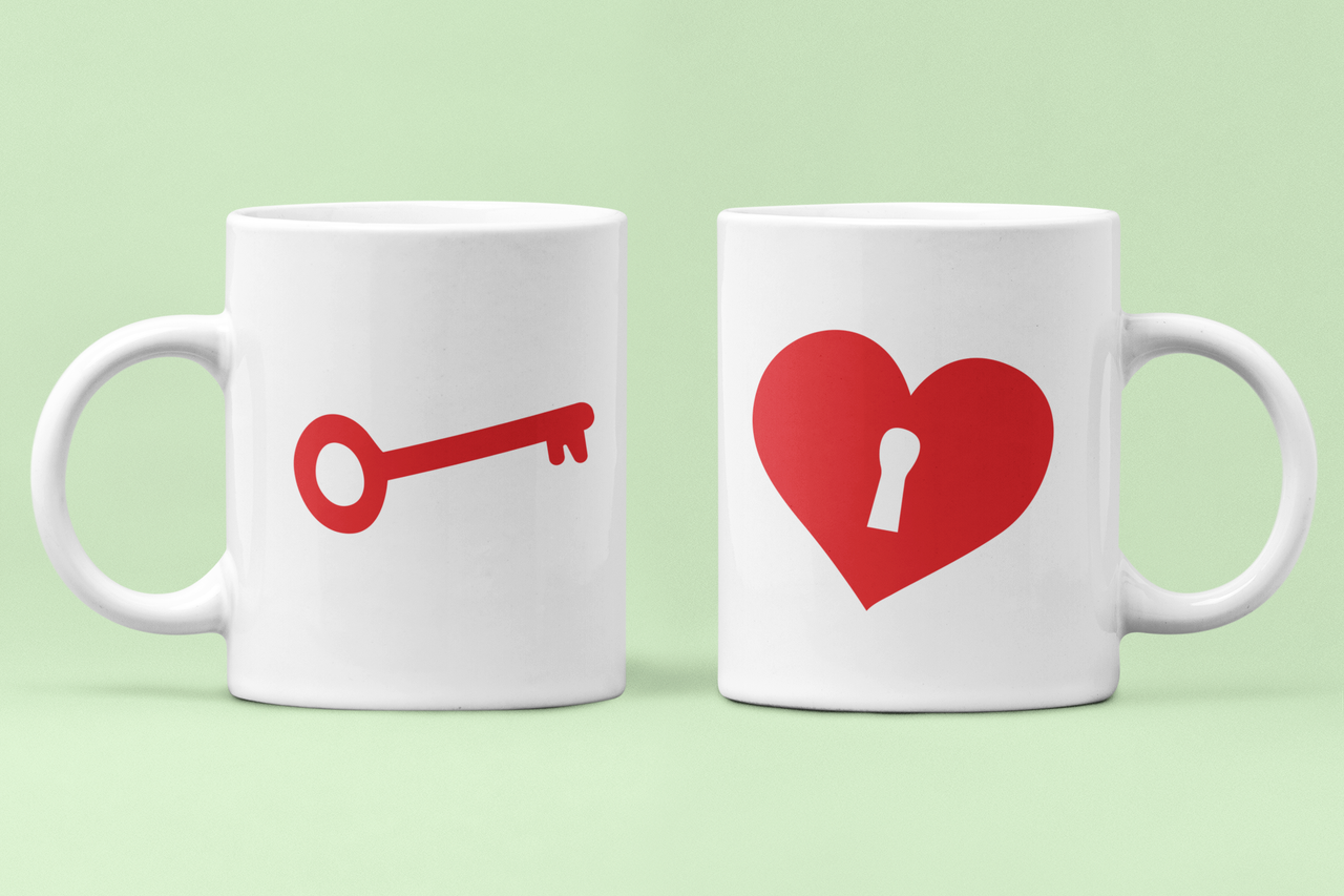Чашки парні Ключ до серця для закоханих 330 мл Білий (ВЛ24Ч)