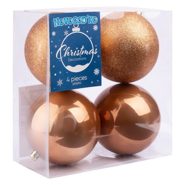 Шары новогодние Novogod’Ko пластик 10 см 4 шт. Бронзовый (974424)