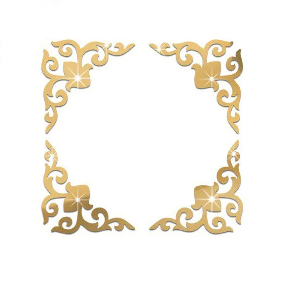 Декоративная наклейки на стене с зеркальной поверхности C00606-2 4 шт. Золотой