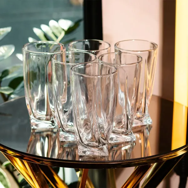 Набор стаканов из толстого стекла Quadro 6 шт. по 400 мл Прозрачный - фото 4