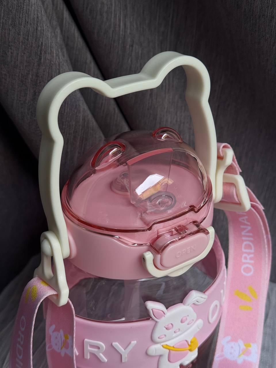 Дитяча пляшка для води YIWU HP-14-37P з трубочкою та ручкою 580 мл Рожевий - фото 3 Дитяча пляшка для води YIWU HP-14-37P з трубочкою та ручкою 580 мл Рожевий - фото 3