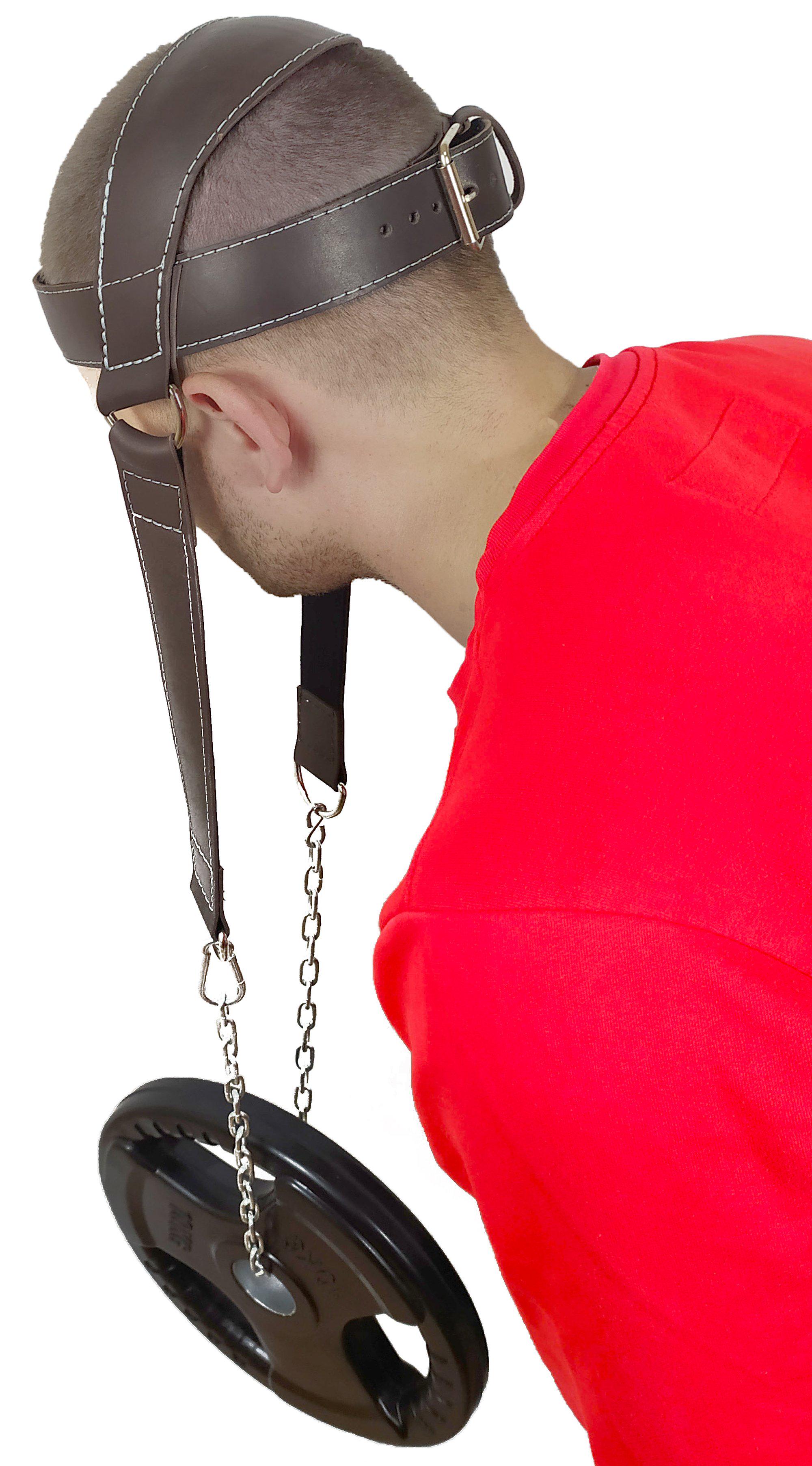 Упряжь для шеи усиленная кожаная EasyFit с цепью (EF-HL-100) - фото 4