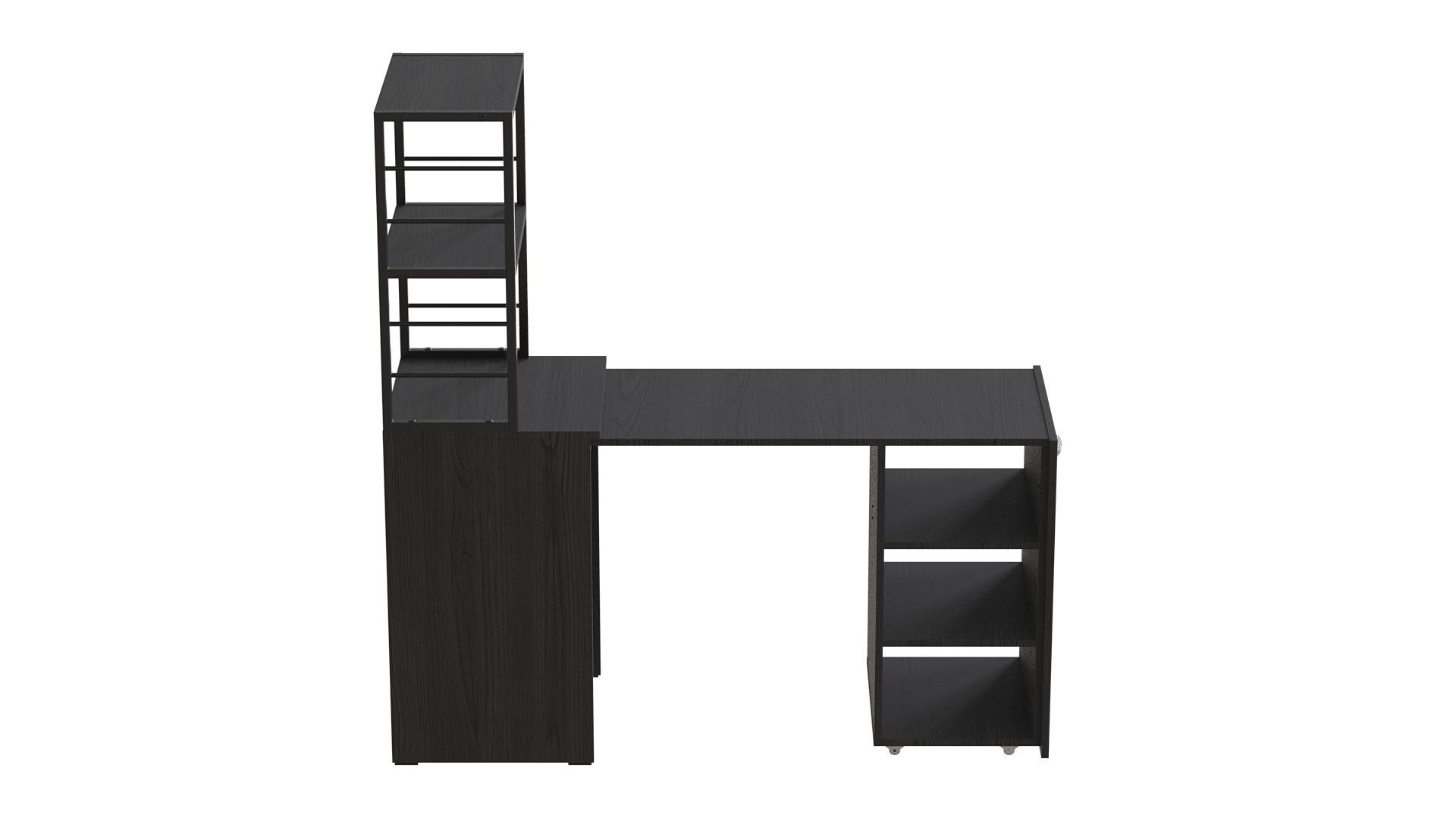 Стіл-тумба трансформер Ferrum-decor Смарт 4/2 з етажеркою метал/ДСП 16 мм 1430x1450x600 мм Чорний/Сосна Кембра (FRD-105132) - фото 7