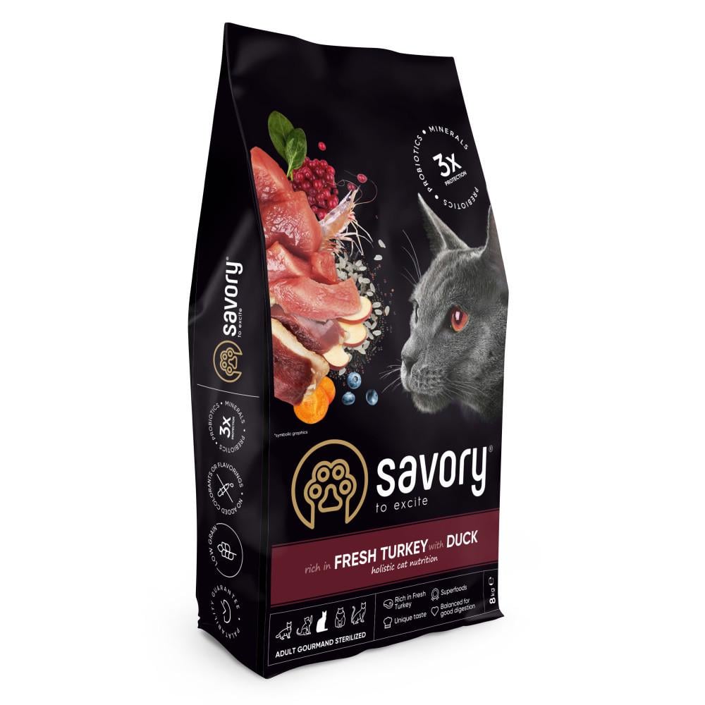 Корм сухой Savory Adult Cat Steril Fresh Turkey with Duck для стерилизованных кошек с индейкой и уткой 8 кг (34806738) Корм сухой Savory Adult Cat Steril Fresh Turkey with Duck для стерилизованных кошек с индейкой и уткой 8 кг (34806738)