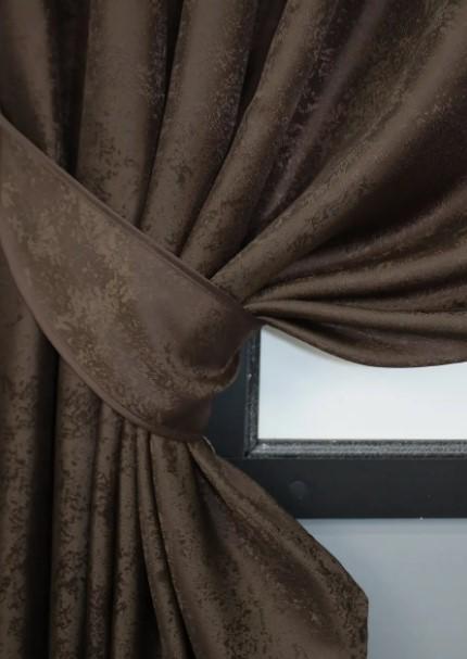 Шторы жаккард 1,3х1,7 м 2 шт. Коричневый (436ш) - фото 2 Шторы жаккард 1,3х1,7 м 2 шт. Коричневый (436ш) - фото 2