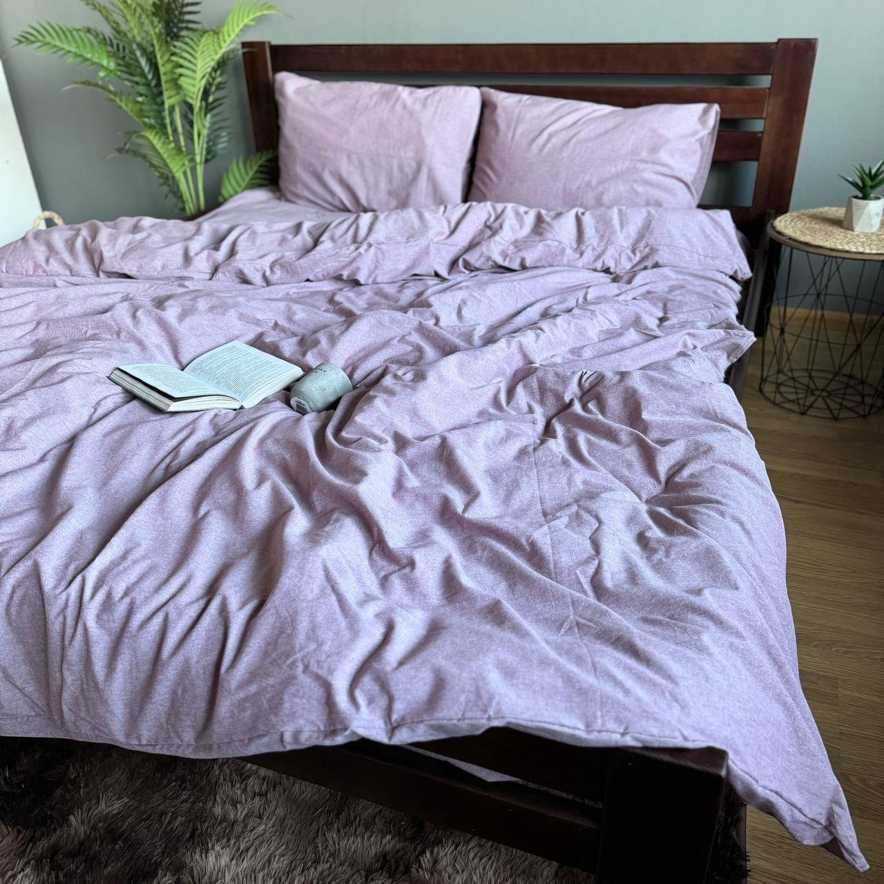 Постельное белье вареный хлопок евро 200х215 см наволочки 50х70 см 2 шт. Сиреневый (Д-post-var-bavovna-006-03)