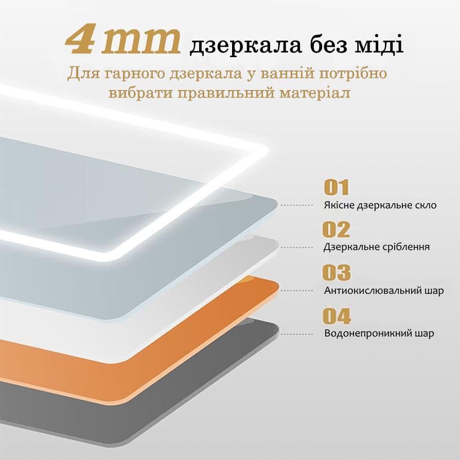 Зеркало с LED подсветкой Amado с механическим включателем 70x60 см (Amadog01) - фото 3 Зеркало с LED подсветкой Amado с механическим включателем 70x60 см (Amadog01) - фото 3