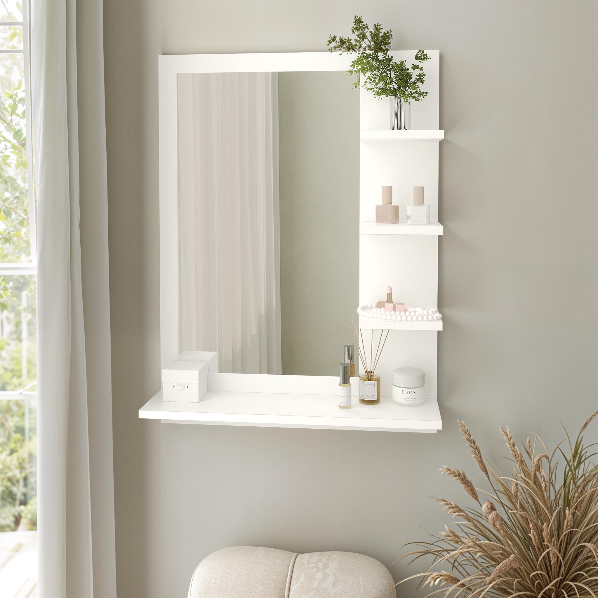 Зеркало настенное с полками NT-2 600х150х800 мм Белый