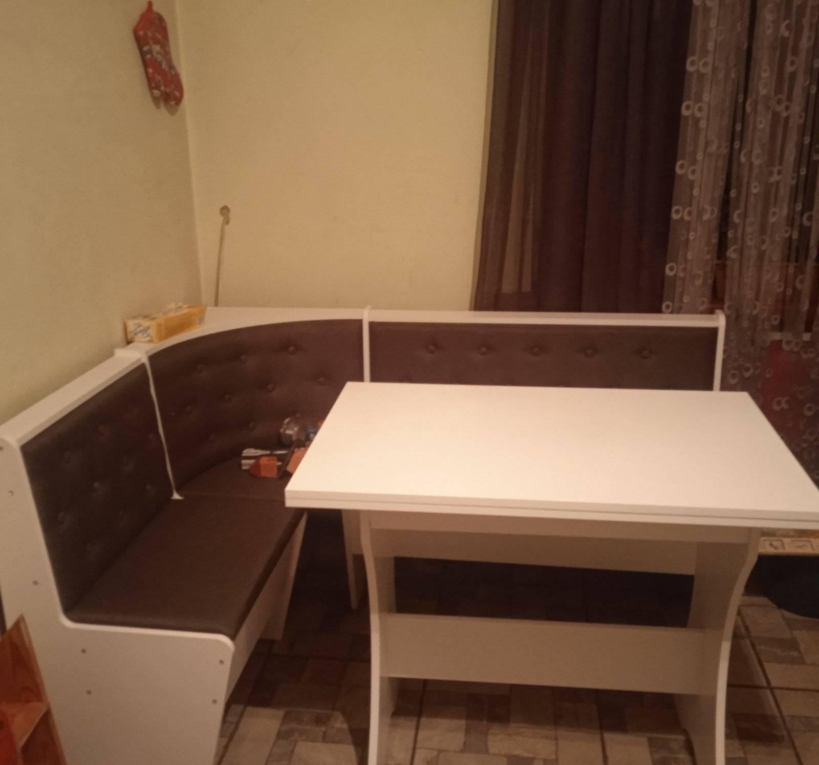 М'який куток MS Бонус нова в комплекті з столом та двома табуретками 154х114 см Білий (MS-KSTT-BN-B) - фото 2
