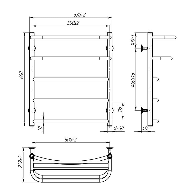 Полотенцесушитель Onlyheat Elios 500/600/5 (67979) - фото 3 Полотенцесушитель Onlyheat Elios 500/600/5 (67979) - фото 3