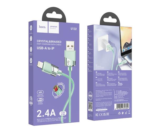 Кабель Data Hoco U132 Lightning 60W 2,4A 1,2 м Green - фото 2