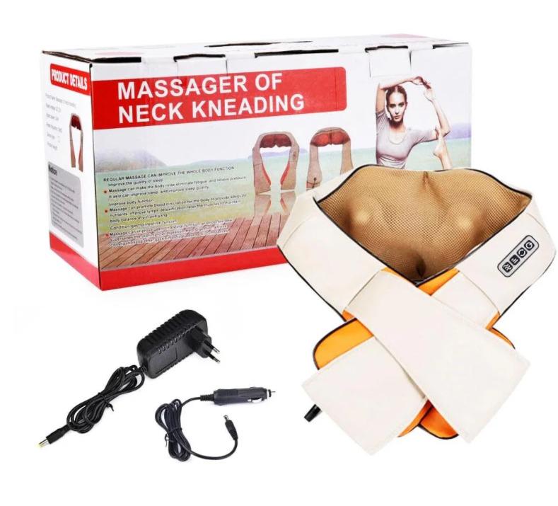 Роликовий масажер UKC Massager of Neck з підігрівом для спини та шиї на 8 роликів Бежевий (225988) - фото 4