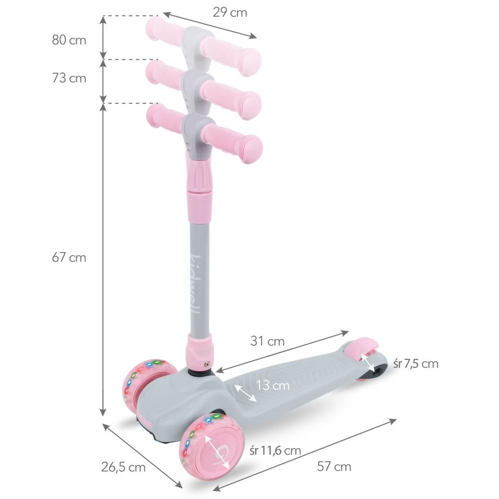 Самокат дитячий посилений Kidwell Jax 80x27x57 см Рожево-сірий (KJGP) - фото 2
