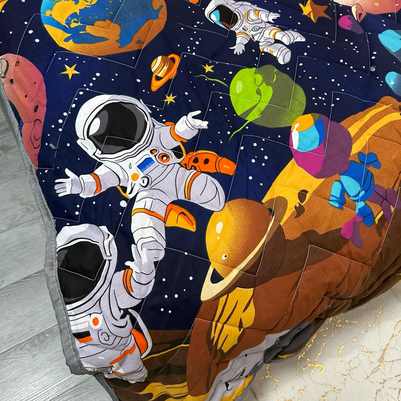 Покрывало-одеяло детское двустороннее Космос 150х210 см Синий (P-DL-4) - фото 4