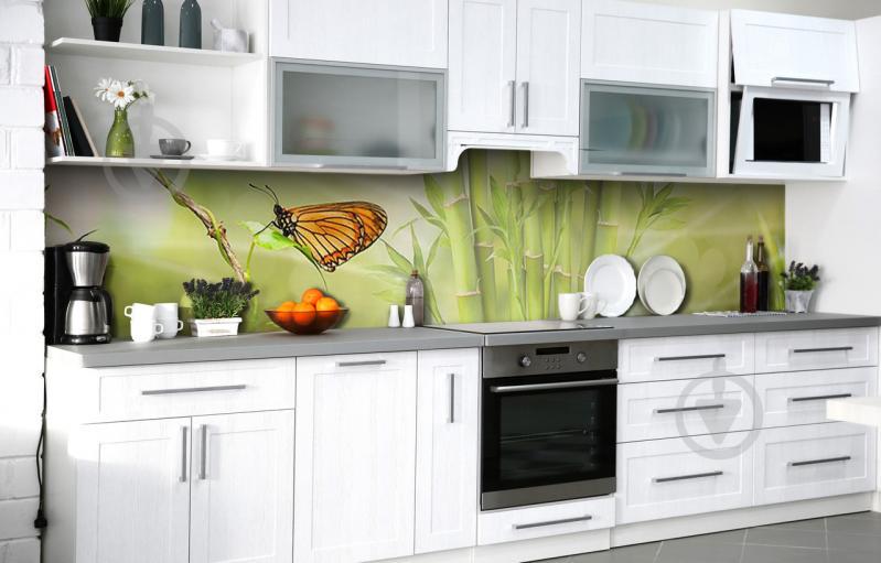 Скинали на кухню Zatarga «Бамбуковая дружба» 600х2500 мм виниловая 3Д наклейка кухонный фартук самоклеящаяся