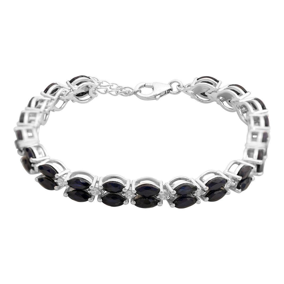 Браслет серебряный с натуральным сапфиром 13,453 ct 15,35 г 17 см (2166863)