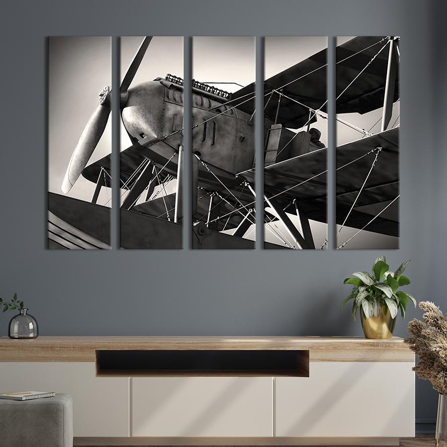 Модульная картина из 5 частей Раритетный самолёт 87x50 см (92-51)