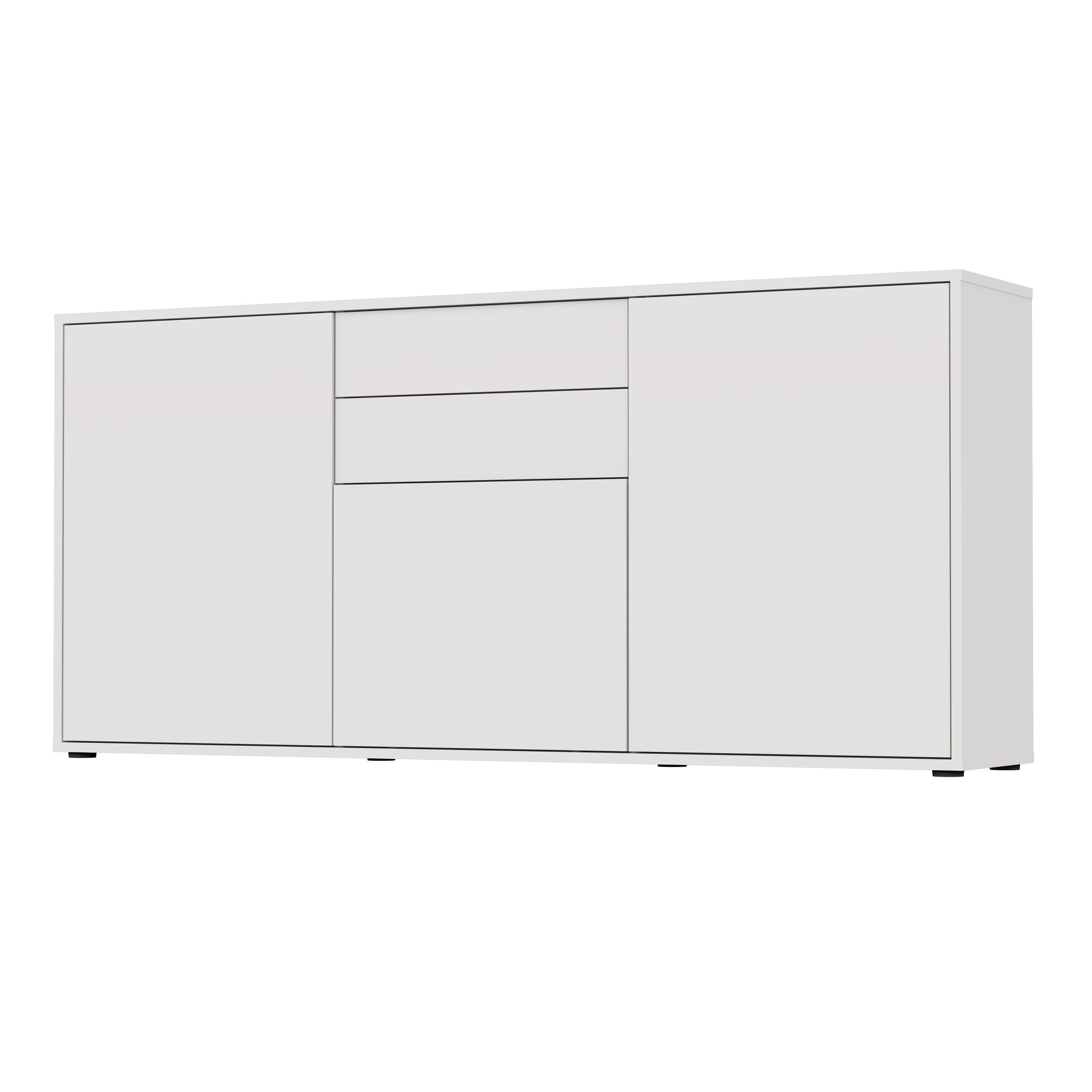 Комод напольный MEBLIBUD NICOLE з 2-мя шухлядами з 3-мя дверми 160x36x74 см Белый