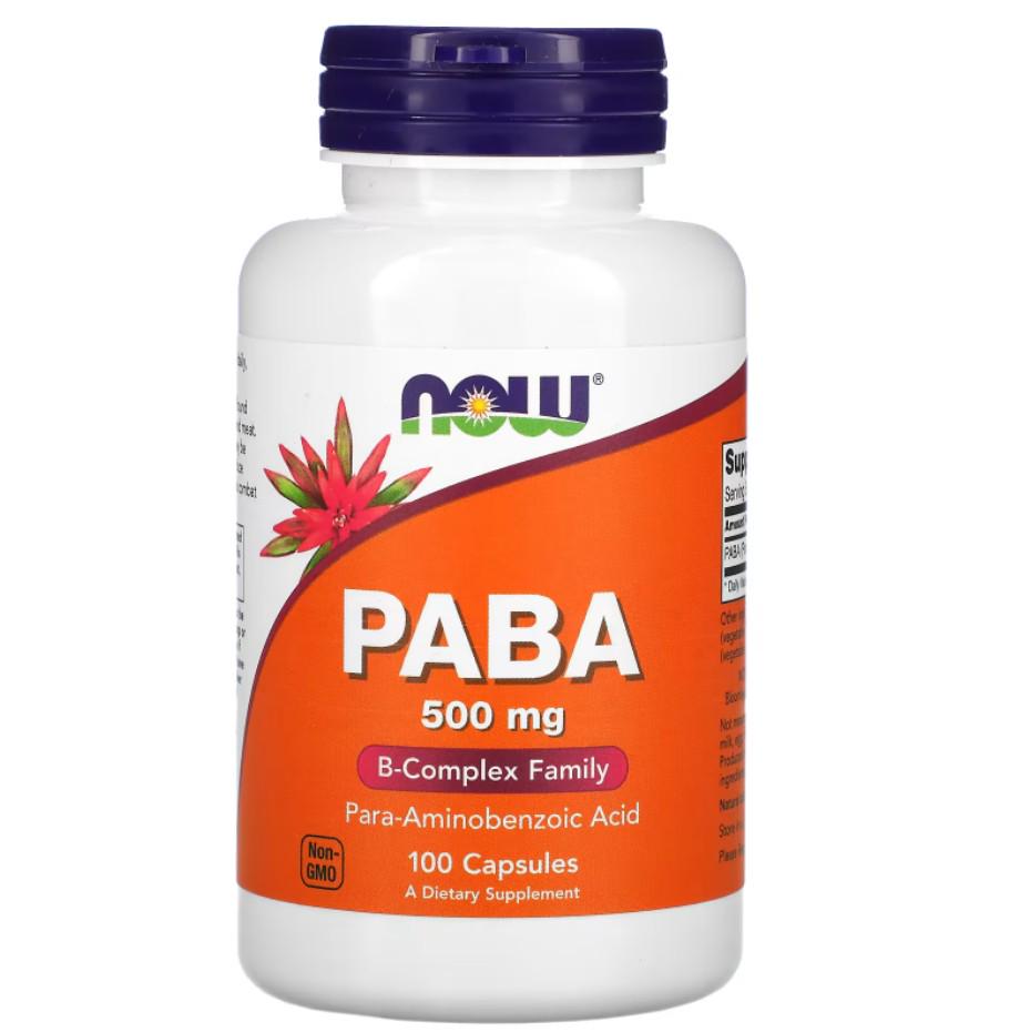 Натуральна добавка Now Foods PABA 500 мг 100 капсул