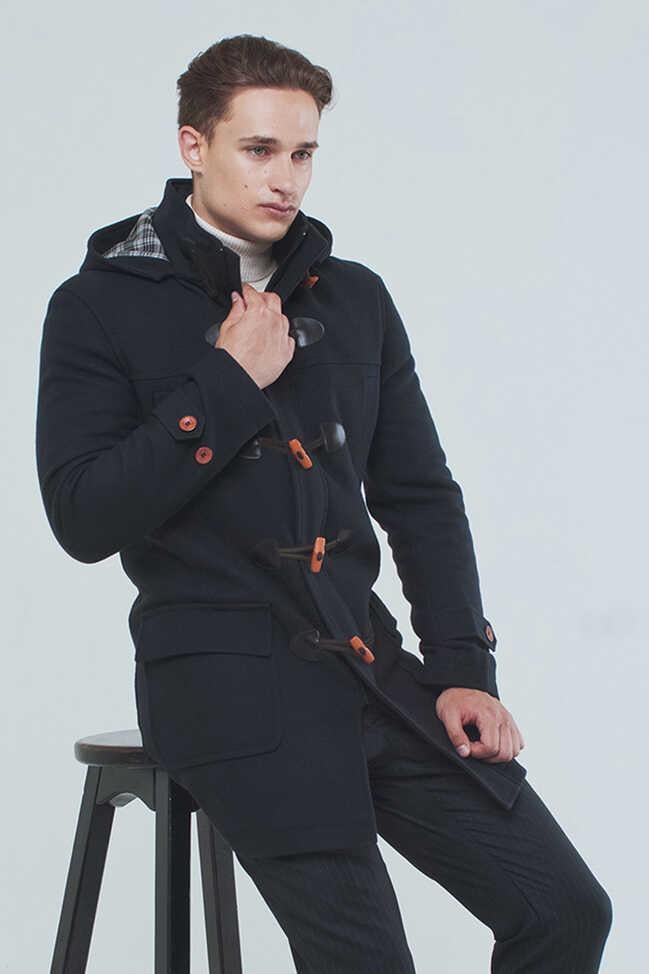 Пальто мужское зимнее Duffle coat р. 56 Синий (К-098) - фото 4