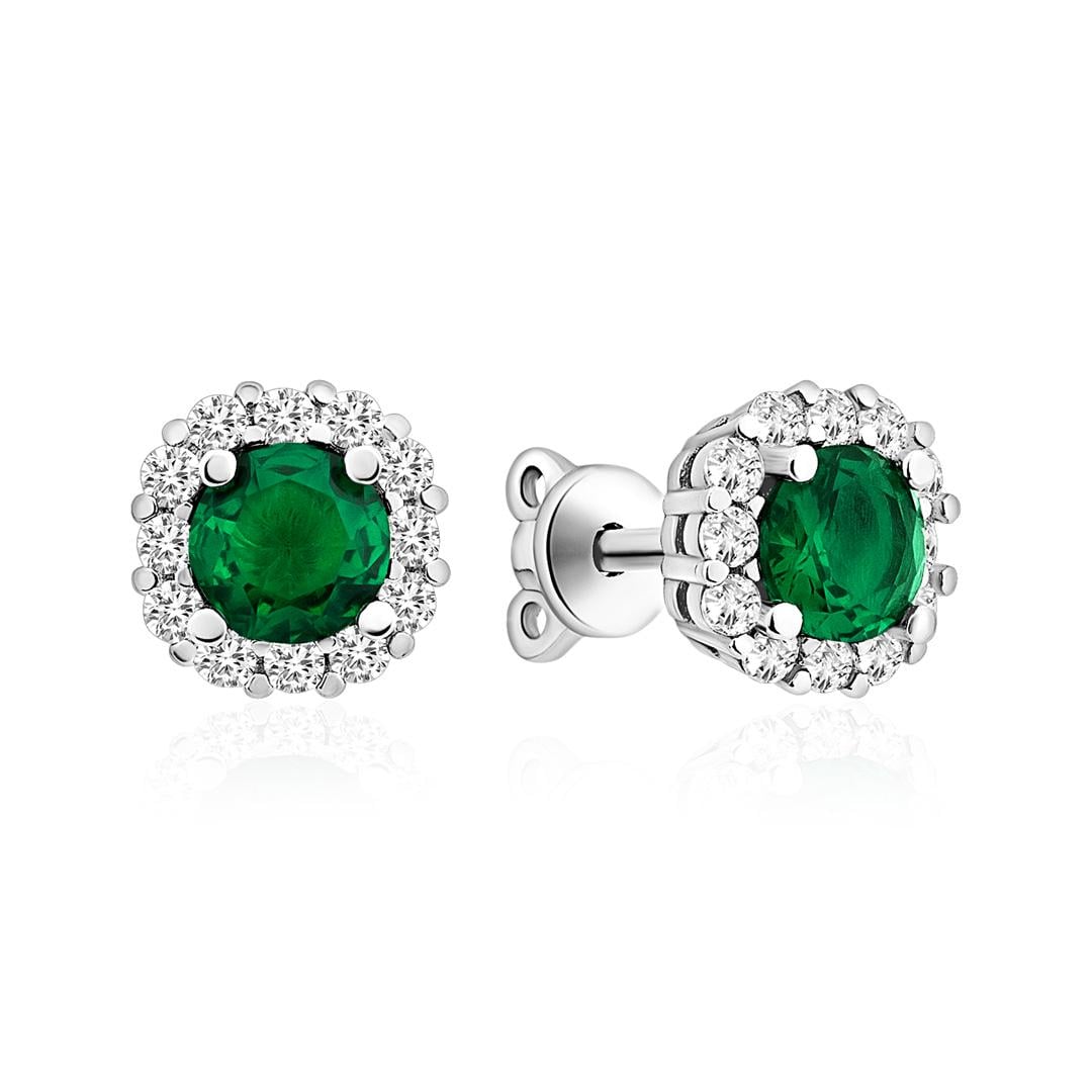 Серьги серебряные Emerald Halo 925° (21774z)