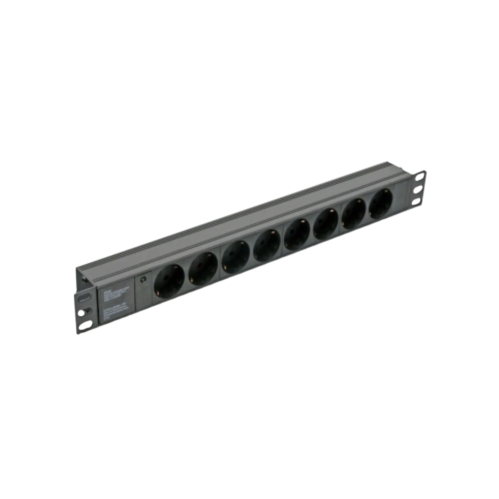 Блок Kingda KD-GER 16 N1008WKPB19A-C14 19" на 8 розеток з індикататором без шнура 1U 10А Чорний (2983438900)