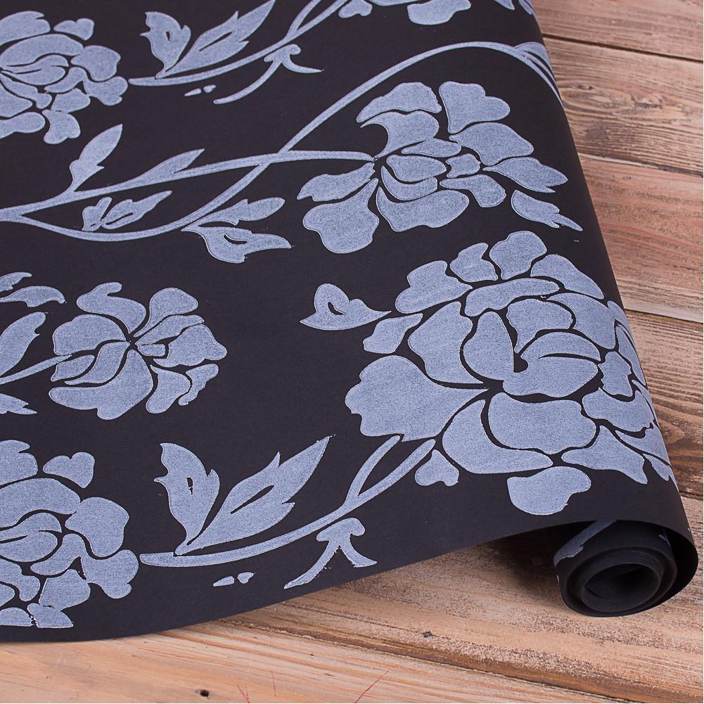 Бумага новогодняя Пионы 10 м Черный (3832-102)