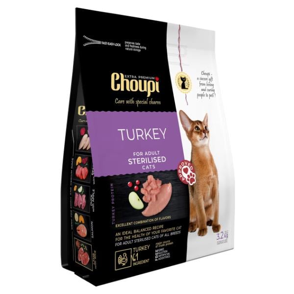 Корм для кошек сухой CHOUPI для стерилизованных кошек всех пород Индейка 3,2 кг (000024470)