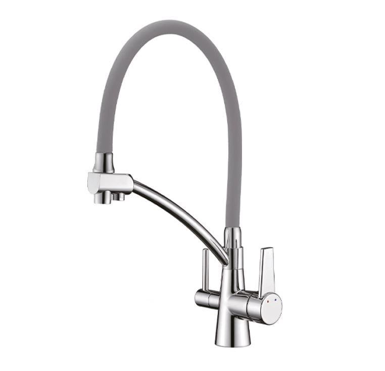 Смеситель для кухни Gappo G4398-17 на две воды Серый/Хром (126167)