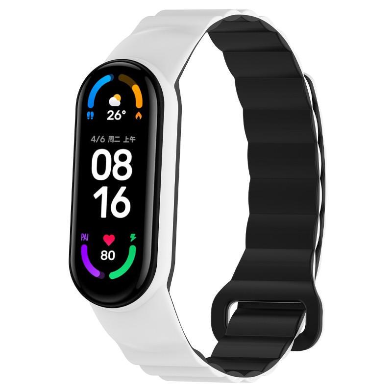 Ремінець Dual-color Magnetic для Xiaomi Mi Band 7/6/5/4/3 White/Black (00000077058_3)